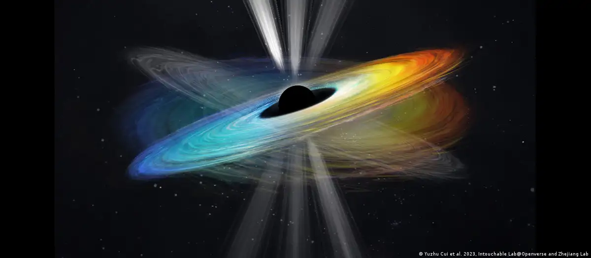 Representación del modelo de disco de acreción inclinado del agujero negro.